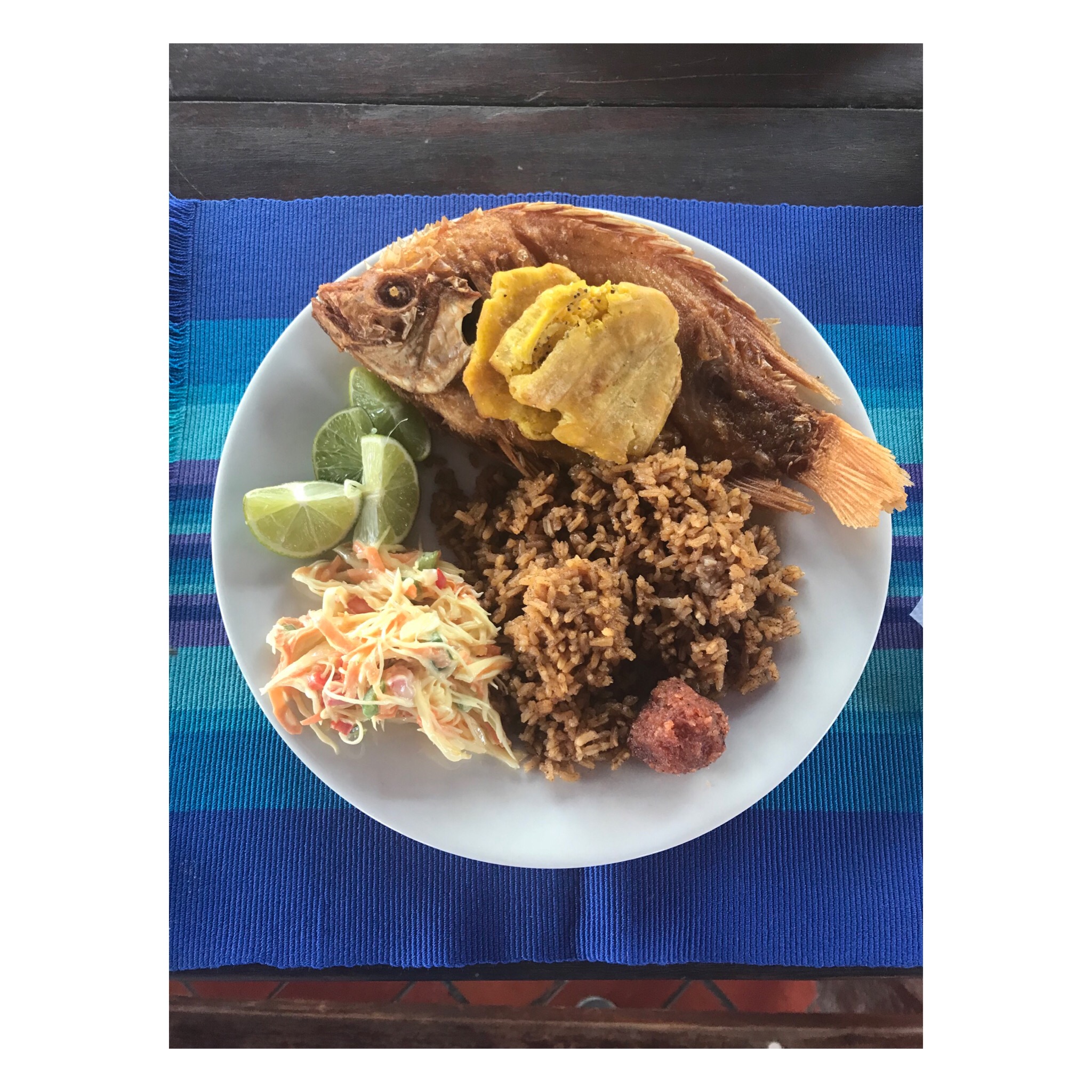 A traditional Caribbean lunch.