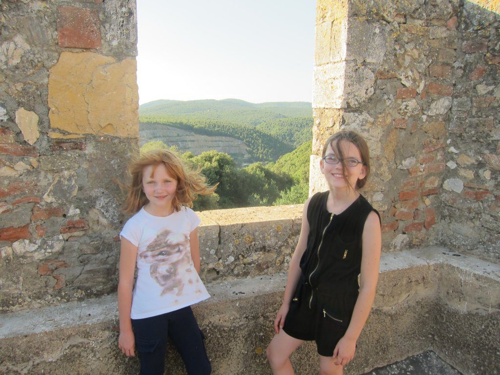 Standing at the top of the castle on the grounds of Tenuta di Spannocchia.