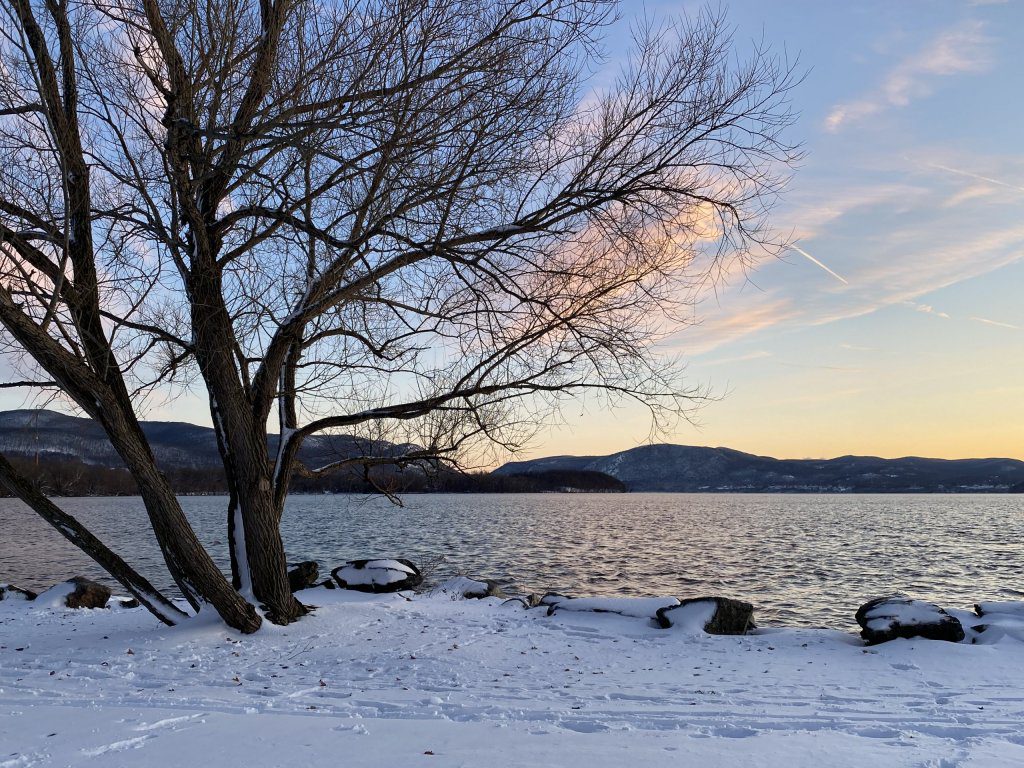 A winter view of the Hudson from Pete & Toshi Seeger Riverside Park in Beacon.