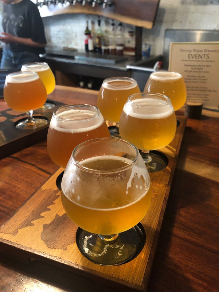 Beer flight at Strong Rope Brewery